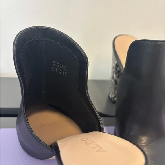 Aldo Black and Snake Pattern Mules - Picture 4 of 5